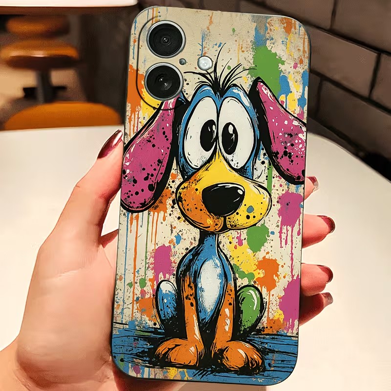 Phone Accessories To Sell - 그래피티 컬러 강아지 TPU 폰 케이스