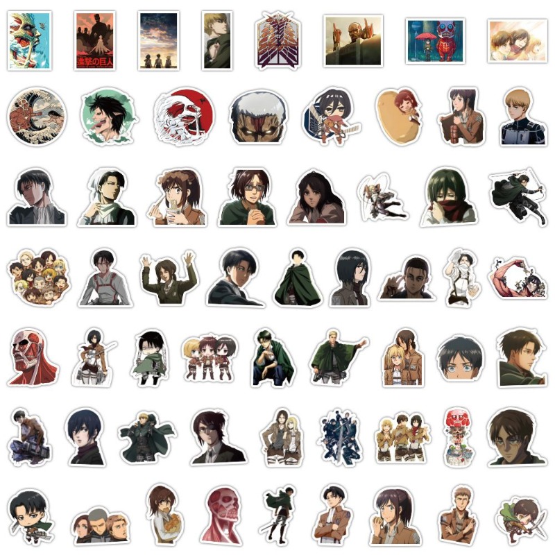 Phone Accessories Cute - 60Pcs 진격의 거인 애니메이션 스티커 귀여운