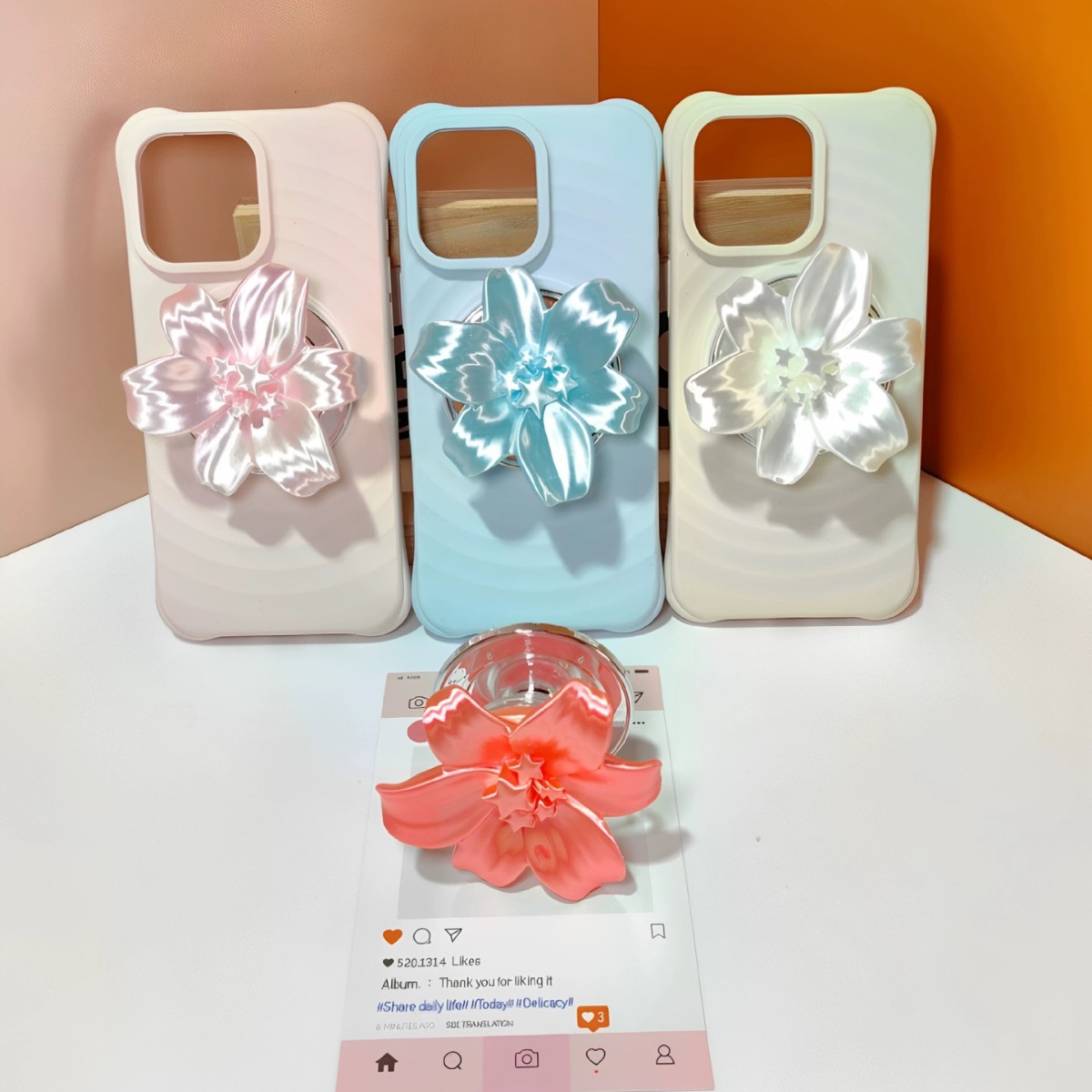 글로시 펄 릴리 플라워 마그네틱 폰 그립 홀더 카와이  - Phone Accessories And Cases 리뷰 및 가격